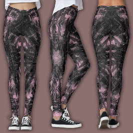 Abstraktes geometrisches Muster | Schwarz und Blus Leggings