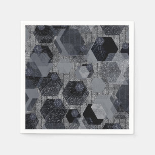 Abstraktes geometrisches Muster, schwarz und grau Serviette