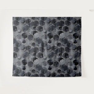 Abstraktes geometrisches Muster, schwarz und grau. Wandteppich