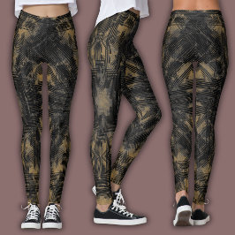 Abstraktes geometrisches Muster | Schwarz und Stei Leggings