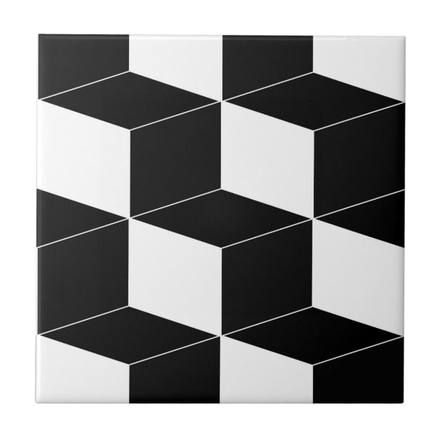 Abstraktes geometrisches Muster - Schwarzweiss. Fliese (Vorderseite)