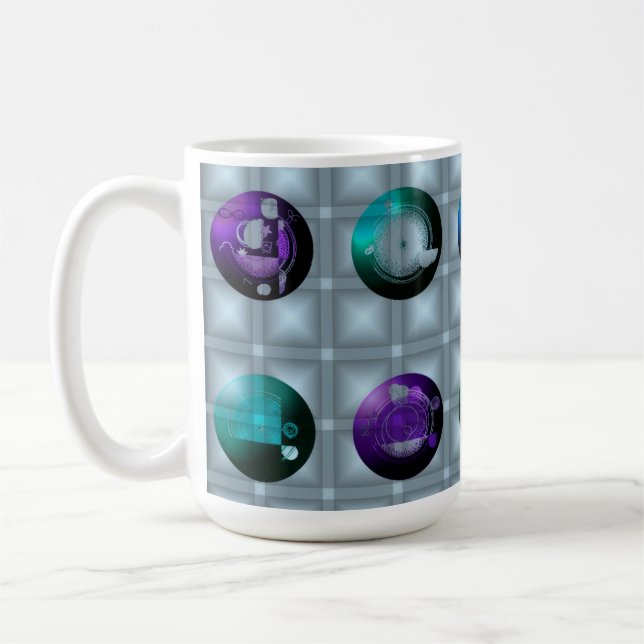 Abstraktes geometrisches Muster Wanduhr  Kaffeetasse (Links)