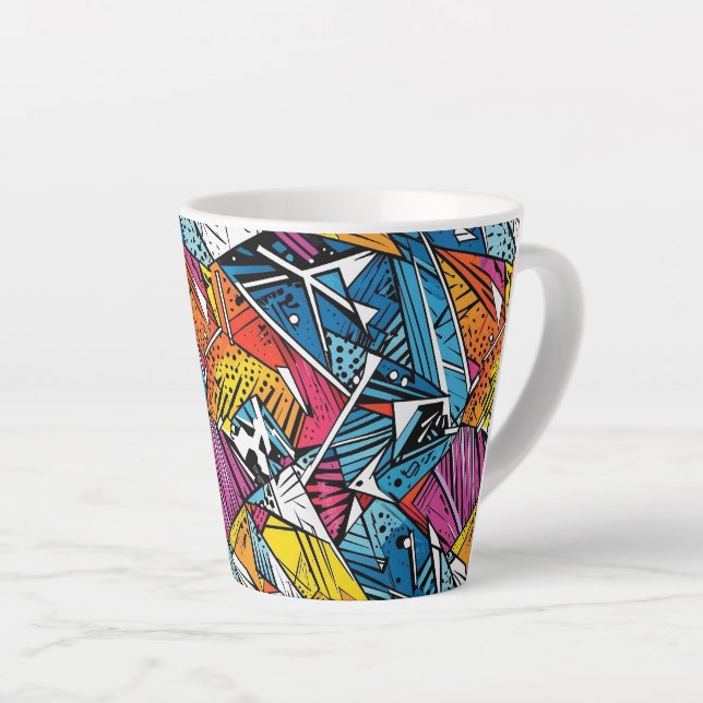 Abstraktes geometrisches Musterdesign 21 - Latte-T Milchtasse (Rechte Ecke)