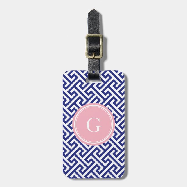 Abstraktes geometrisches Mustermonogramm des Gepäckanhänger (Vorderseite vertikal)