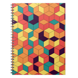 Abstraktes geometrisches nahtloses Farbkubenmuster Notizblock