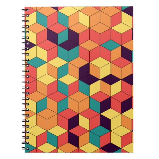 Abstraktes geometrisches nahtloses Farbkubenmuster Notizblock (Vorderseite)