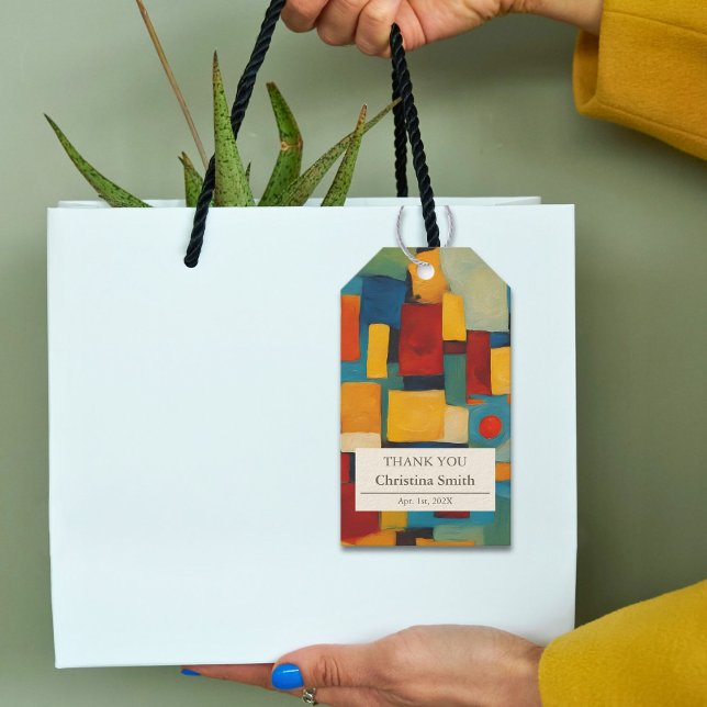 Abstraktes geometrisches Party Geschenkanhänger (Abstract Geometric Retirement Party Thank You Gift Tags)
