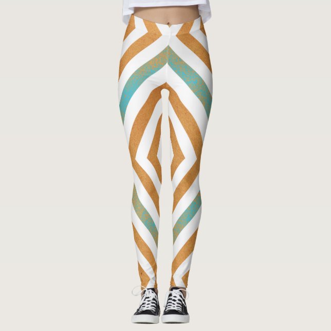 Abstraktes geometrisches Quadrat-Design Leggings (Vorderseite)