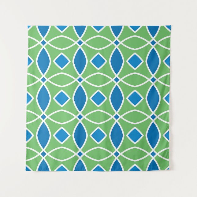 Abstraktes geometrisches Retro-Muster mit Tri Wandteppich (Vorderseite)