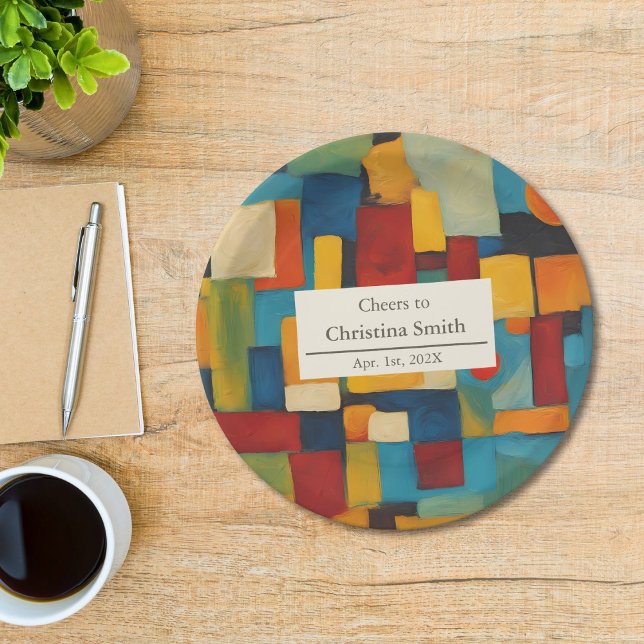 Abstraktes geometrisches Retro-Party für spieleris Pappteller (Abstract Geometric Retro Playful Retirement Party Paper Plates)