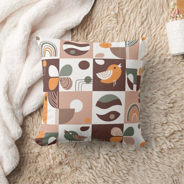 Abstraktes geometrisches Retroästhetikmuster Kissen (Decke)