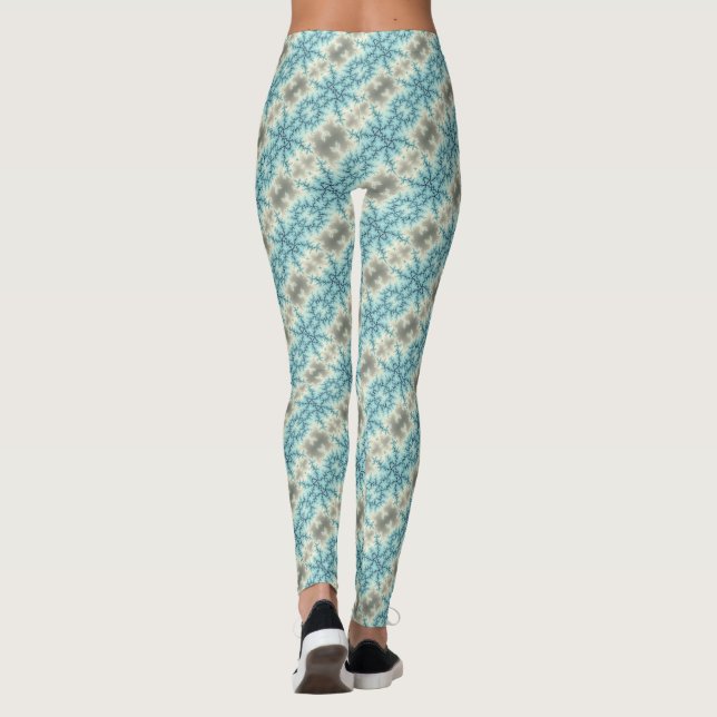 Abstraktes geometrisches Schneeflockenmuster Leggings (Rückseite)