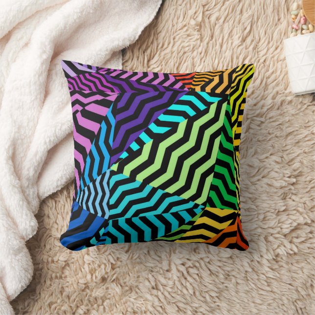 Abstraktes geometrisches Schwarz-Farbmuster Kissen (Decke)