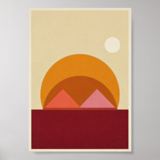 Abstraktes geometrisches Sonnenuntergangs-Poster Poster