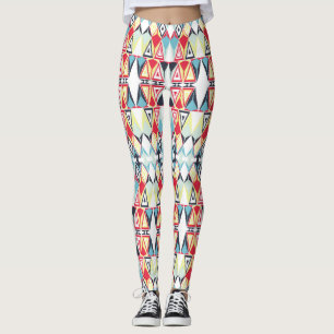Abstraktes geometrisches Stammeslinienmuster Leggings