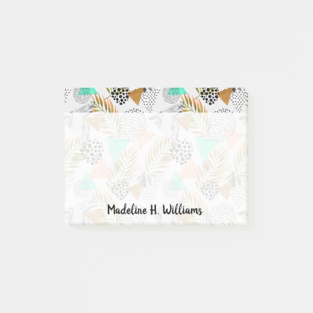 Abstraktes geometrisches tropisches Blatt-Muster Post-it Klebezettel (Vorderseite)