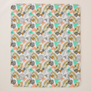 Abstraktes geometrisches tropisches Blatt-Muster Sherpadecke