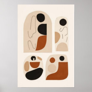 Abstraktes geometrisches Wandkunst-Set Mid-Centu Poster