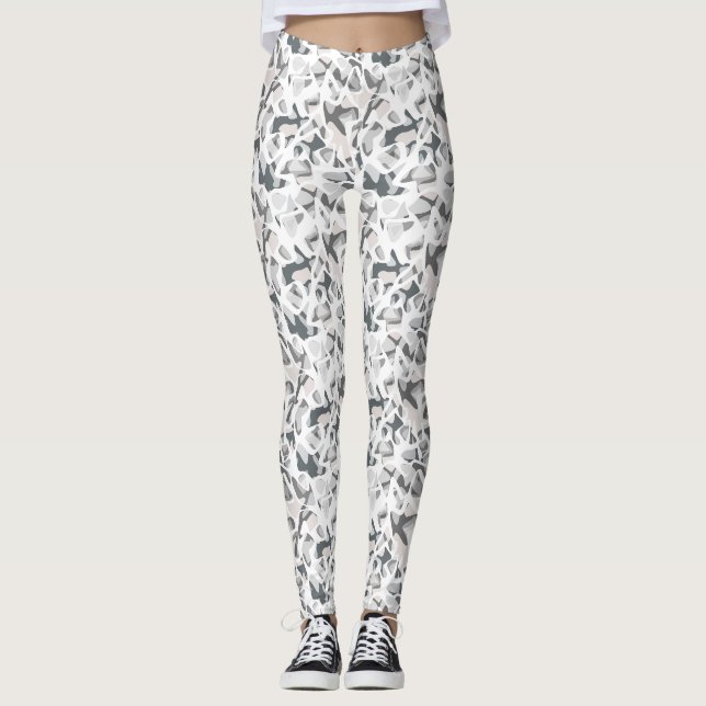 Abstraktes gepunktetes Muster in hellgrauen Flecke Leggings (Vorderseite)