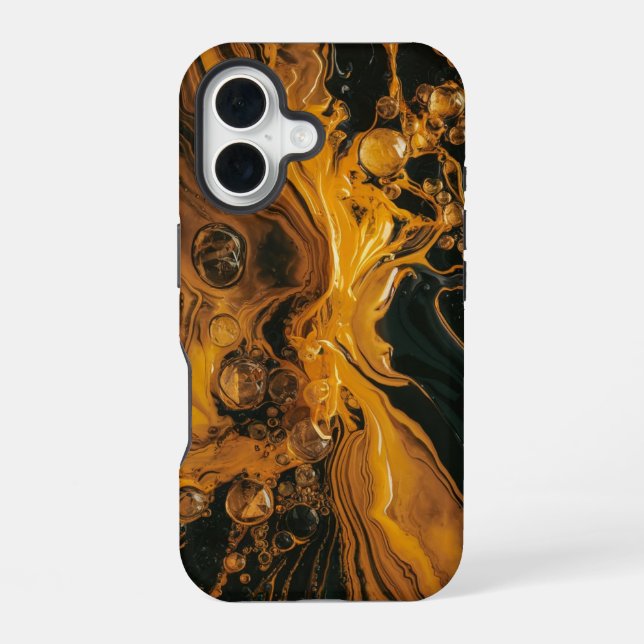 Abstraktes geschmolzenes Gold iPhone 16 Hülle (Rückseite)