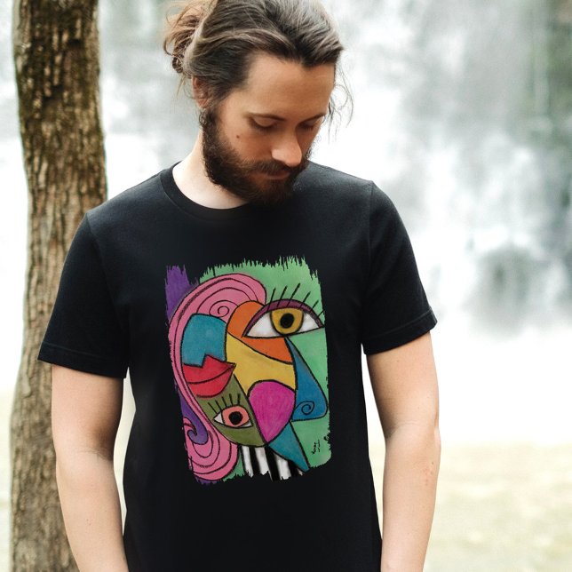 Abstraktes Gesicht Farbenfrohe Künstlerische Spaß  Tri-Blend Shirt (Von Creator hochgeladen)