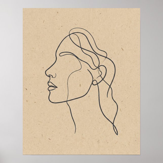 Abstraktes Gesicht im Ein-Linien-Design Boho Minim Poster (Vorne)