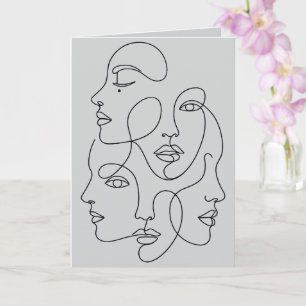 Abstraktes Gesicht im minimalistischen Ein-Linien- Karte