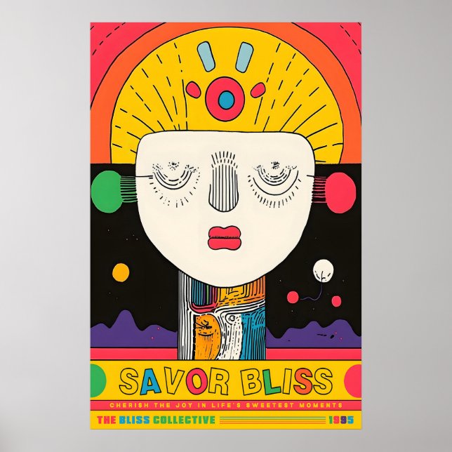 Abstraktes Gesicht Kunst Druck Retro Pop Ausstellu Poster (Vorne)