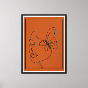 Abstraktes Gesicht mit Butterfly Line Kunstdrucker Leinwanddruck