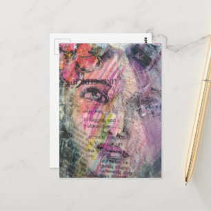 Abstraktes Gesicht mit Text Grunge Collage Postkarte