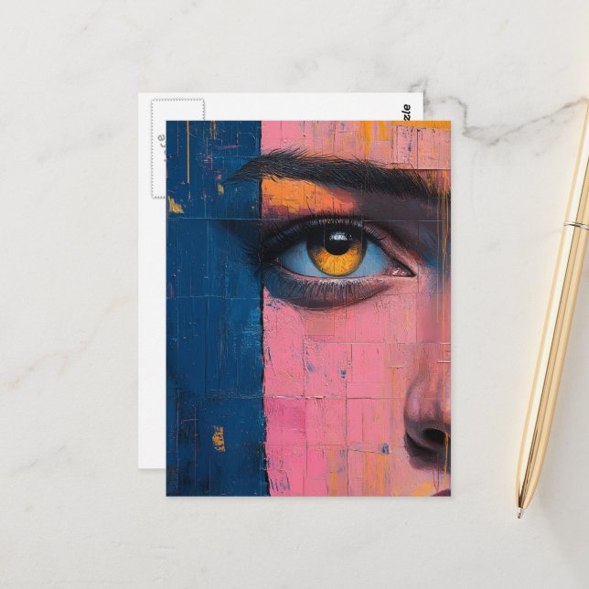 Abstraktes Gesicht Postkarte (Vorderseite/Rückseite Beispiel)