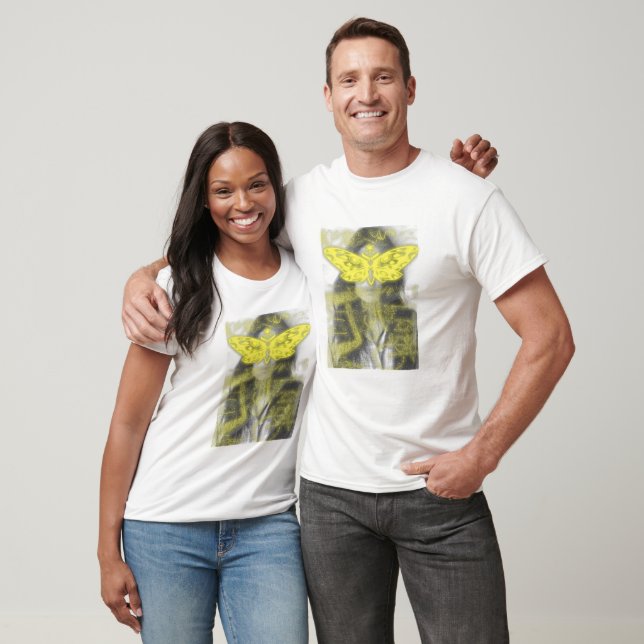 Abstraktes Gesicht und Schmetterling T-Shirt (Unisex)