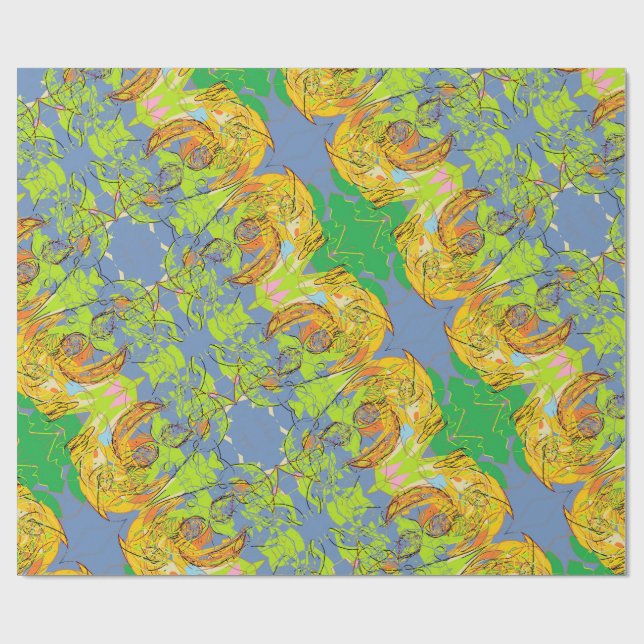 abstraktes Gesichtdesign Geschenkpapier (Flach)