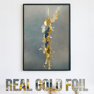 Abstraktes Gesichtssilhouette Gold Blau Gelb Grau Foliendrucke
