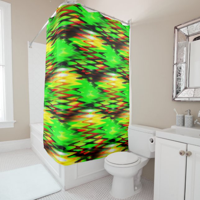 Abstraktes Geständchen in rot und grün Duschvorhang (Beispiel)