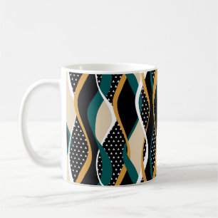 Abstraktes gestreiftes, farbenfrohes wellenförmige kaffeetasse