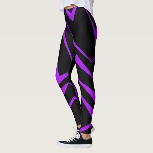 Abstraktes, gewagtes, lebhaftes geometrisches Zick Leggings (Links)