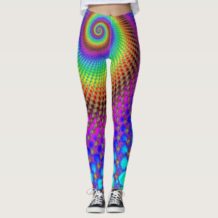 Abstraktes gewundenes Fraktal - Neon gefärbt Leggings