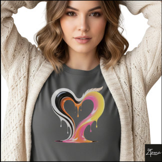 Abstraktes glänzendes tropfendes Herz Pop Art T-Shirt