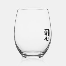 Abstraktes Glas - Stemless Wine Kunst, Schwarz-wei