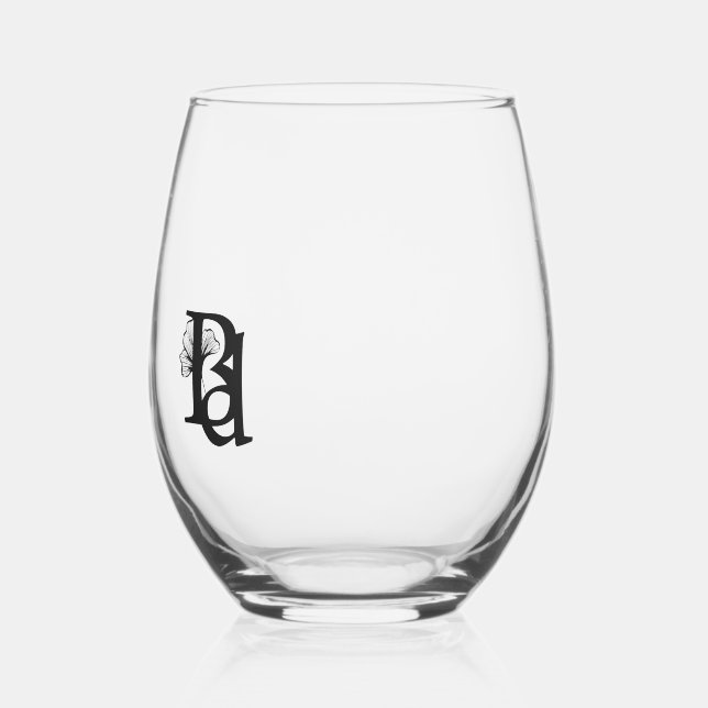 Abstraktes Glas - Stemless Wine Kunst, Schwarz-wei (Links)