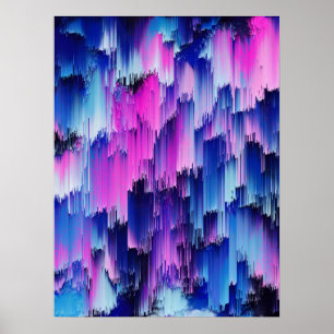 Abstraktes Glitch-Sonnenuntergangsdesign Poster