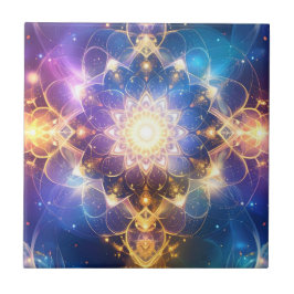 Abstraktes Glühen Lotus Mandala Kunst, Dichtung un Fliese