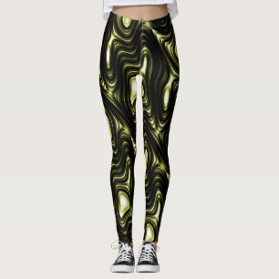 Abstraktes glühendes dunkelgrünes alien-Muster Leggings