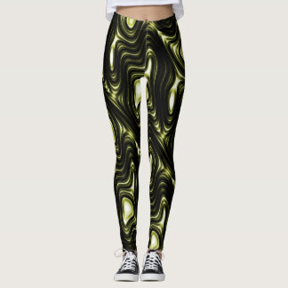 Abstraktes glühendes dunkelgrünes alien-Muster Leggings