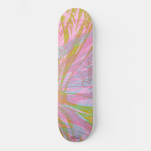 Abstraktes Gold Butterfly Pink Violet Muster Skateboard