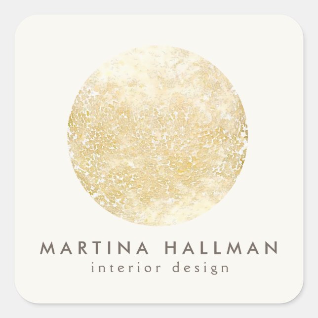 Abstraktes Gold-Circle-Logo für Elfenbein Quadratischer Aufkleber (Vorderseite)