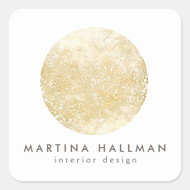 Abstraktes Gold-Circle-Logo für Wasserfarben auf W Quadratischer Aufkleber (Vorderseite)