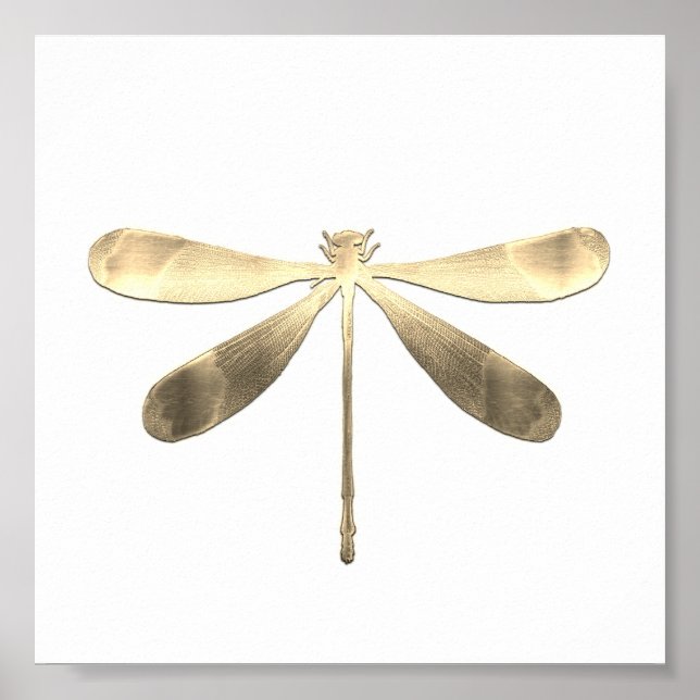 Abstraktes Gold Dragonfly Poster (Vorne)
