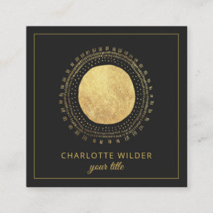 Abstraktes Gold Foil Circle Square Black Quadratische Visitenkarte
